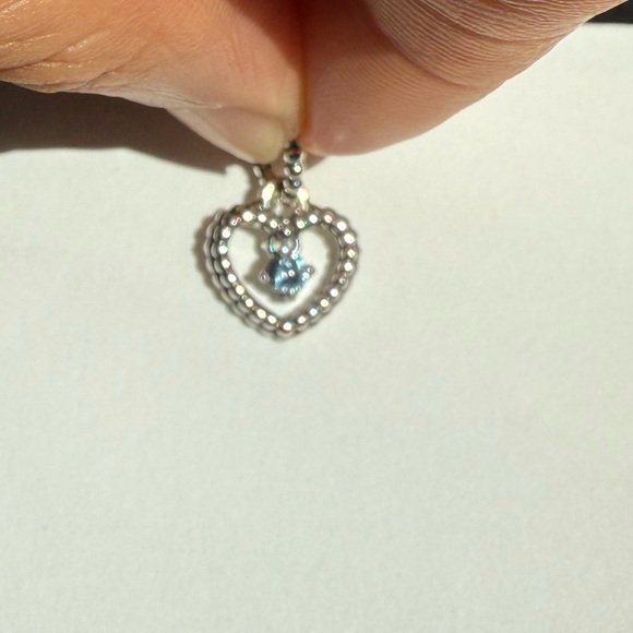 💙 Pandora Silver Heart Dangle Charm with Icy Blue Gem – Elegant & Timeless 💙 - Picture 2 of 5